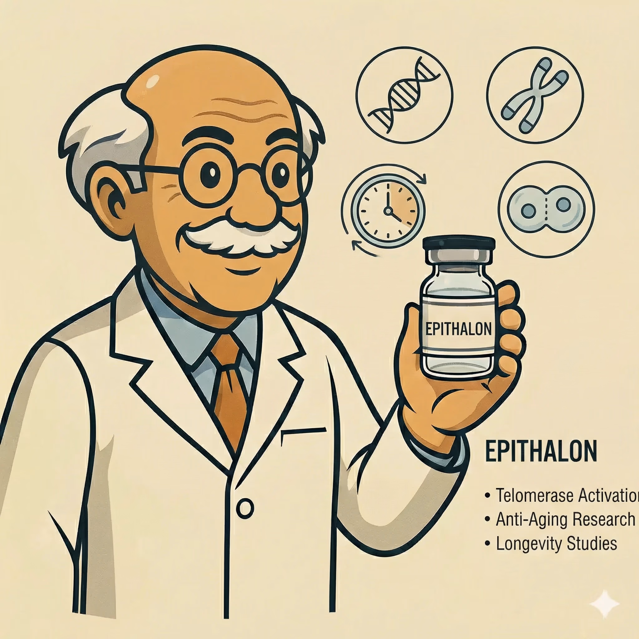 Epithalon: Telomerase Activation Research and Longevity Studies - peptide research illustration