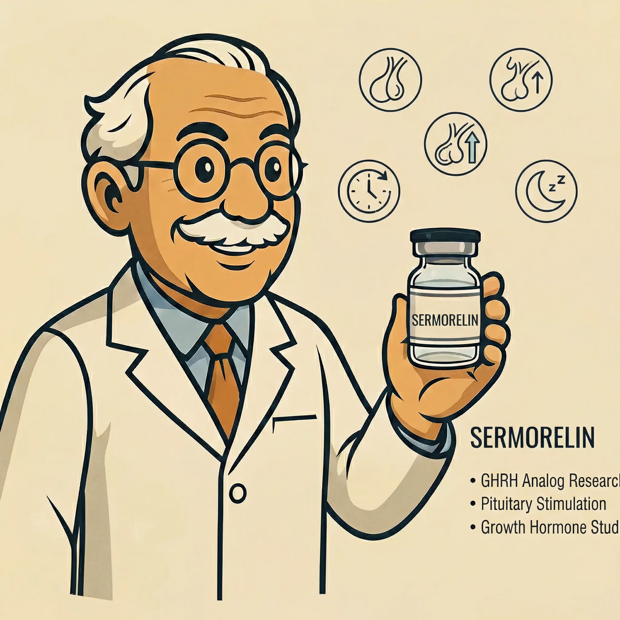 Sermorelin: GHRH Analog Research Applications - peptide research illustration